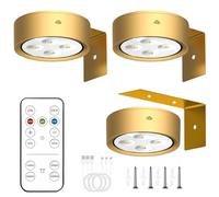 Anmossi Lampara de Pared Sin Cable,3 Piezas Luz Cuadros Inalambrica con Mando a Distancia,Recargable Lamparas Pared sin Cable,3 Temperaturas de Color,Luz de Pared Regulable para Pinturas,Marco(Dorada)