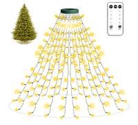 Anmossi Luces Árbol Navidad con Anillo,2m 400 LED,16 Cadena de Luces,8 Modos Decoración Navideña,Impermeable LED Luz Cadena Ligera Navidad para Árboles 1.2-3m,Blanco Cálido