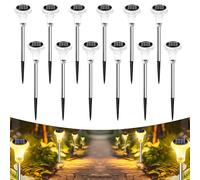 Anmossi Luces Solares Exterior Jardin,12 Piezas LED Lámpara de Camino,3000K Cálido Luz,Impermeable IP65,Luces Solares Led para Patio,Caminos,Terraza,Suelo,Calzada,Césped,Carril