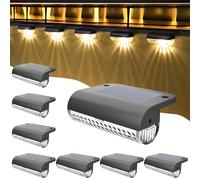 Anmossi Luces Solares Jardin,8 Piezas Luces Solares para Exteriores,Luces Terraza Solares Impermeables,Iluminación LED para Escaleras,Escalones,Vallas,Patios,Terrazas,Marrón,Cálida Blanco