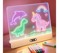 Anmossi Pizarra LED Recargable,35 x 26 cm Pizarra Led Luminosa de Escritura Niños,8 Colores,3 Modos de Iluminación,Borrable,Tablero de luz Magica Acrílica,Regalo creativo para Niños-Blanco