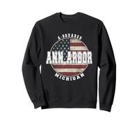 ANN Arbor Michigan, Bandera Americana Vintage Sudadera