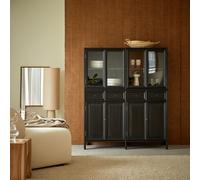 Anna - Aparador alto acristalado y puertas opacas en mindi 120 cm H 145 x B 120 x T 41 cm