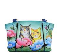 Anna by Anuschka 7024, Organizador Tote Bag-Cuero auténtico-Dos Gatos para Mujer, M