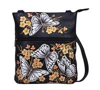Anna by Anuschka Bolso bandolera de cuero genuino pintado a mano para mujer, Amanecer de la mariposa, Einheitsgröße