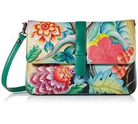 Anna by Anuschka - Bolso bandolera de piel auténtica para mujer, tamaño mediano, pintado a mano, obra de arte original, Multi (Jardín caprichoso), Talla única
