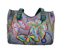 Anna by Anuschka - Bolso bandolera para mujer (piel auténtica, pintado a mano), (Butterfly Paradise), Talla única