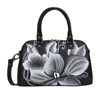 Anna by Anuschka Bolso organizador ancho de cuero pintado a mano para mujer, diseño floral de medianoche negro, Midnight Floral Black, Talla única