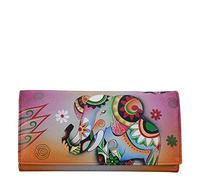 Anna by Anuschka Cartera de Piel auténtica Pintada a Mano para Mujer, Elefante Retro, Talla única