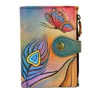Anna by Anuschka Cartera de piel auténtica pintada a mano para mujer, Peacock Butterfly, Talla única, Mariposa pavo real