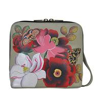 Anna by Anuschka Hand Painted Women’s Leather Small Zip Crossbody, Bandolera de Piel auténtica Pintada a Mano con Cremallera pequeña para Mujer, Flores de ensueño, Dreamy Blossoms, Talla única