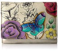 Anna by Anuschka Monedero de Piel auténtica Pintado a Mano con Triple Pliegue para Mujer, diseño de Flores, Flower Paradise, Talla única