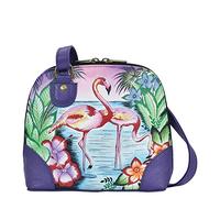 Anna by Anuschka Organizador con Varios Piel auténtica Pintados a Mano para Mujer, tamaño pequeño, múltiples Compartimentos, Cremallera, flamencos Tropicales, Einheitsgröße