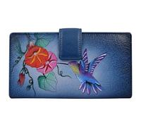 Anna by Anuschka Two Fold Organizer Wallet, Cartera organizadora de Dos Pliegues de Piel auténtica Pintada a Mano Mujeres, Hummingbird Glory, Talla única