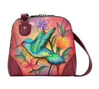 Anna by Anuschka Women Hand Painted Leather Small Multi Compartment Zip-Around Organizer, Arte Original Pintado a Mano para Mujer, Birds in Paradise, Talla única