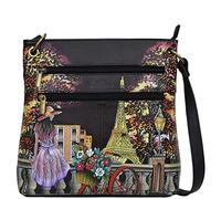 Anna by Anuschka Women’s Original Hand-Painted Leather Medium Shopper Crossbody, Mujer, París de Noche, Einheitsgröße
