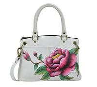 Anna by Anuschka Women's Hand Painted Leather Large Shoulder Tote, Peony Ivory