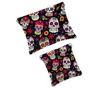 Anna Cowper 2 bolsas de maquillaje pequeñas para bolso, bolsa de cosméticos con bolsillo de flores de mandalas, bolsa de maquillaje, mini bolsa de maquillaje portátil para regalo de mujer, Multicolor