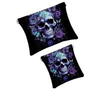 Anna Cowper 2 bolsas de maquillaje pequeñas para bolso, bolsa de cosméticos con bolsillo de flores de mandalas, bolsa de maquillaje, mini bolsa de maquillaje portátil para regalo de mujer, Multicolor