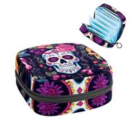 Anna Cowper Bolsa de almacenamiento de servilletas sanitarias con diseño de calavera de azúcar, bolsas femeninas para copa menstrual, soporte para almohadilla de lactancia, bolsas de tampón, bolsa de
