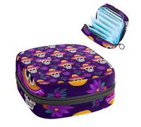 Anna Cowper Bolsa de almacenamiento de servilletas sanitarias con diseño de calaveras de azúcar y flores, bolsas femeninas para copa menstrual, soporte para almohadilla de lactancia, bolsas de tampón,