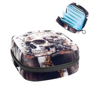 Anna Cowper Bolsa de almacenamiento de servilletas sanitarias con diseño de margaritas y calavera de azúcar, bolsas femeninas para copa menstrual, soporte para almohadilla de lactancia, bolsas de