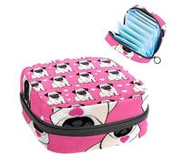 Anna Cowper Bolsa de almacenamiento de servilletas sanitarias con diseño de perro carlino para taza menstrual, bolsa de lactancia para tampón, bolsa portátil para mujeres, adolescentes y niñas,