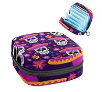 Anna Cowper Bolsa de almacenamiento de servilletas sanitarias con diseño floral de calavera de azúcar, bolsas femeninas para copa menstrual, soporte para almohadilla de lactancia, bolsas de tampón,