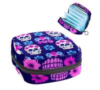Anna Cowper Bolsa de almacenamiento de servilletas sanitarias con diseño floral de calaveras de azúcar, bolsas femeninas para copa menstrual, soporte para almohadilla de lactancia, bolsas de tampón,