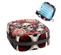 Anna Cowper Skulls and Roses - Bolsa de almacenamiento de servilletas sanitarias femeninas, bolsas de copa menstrual, soporte para almohadilla de lactancia, bolsa de tampón, bolsa de período portátil