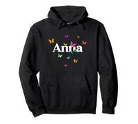 ANNA - Hermoso nombre de niña con mariposas coloridas Sudadera con Capucha