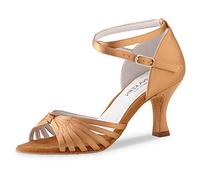 Anna Kern - Mujeres Zapatos de Baile 526-60 - Satén Tan - 6 cm Flare [UK 6,5]