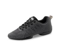 Anna Kern Zapatillas de danza para mujer 150 Bold - Textil negro/gris - Ancho normal - tacón de 1 cm - Suela de poliuretano dividida, negro y gris, 36 2/3 EU