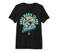 Anna Maria Island Florida Shark Retro Diseño Envejecido Camiseta Premium