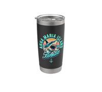 Anna Maria Island Florida Shark Retro Diseño envejecido Vaso térmico de acero inoxidable de doble pared