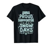 Anna Partidario de los días de Nieve Anna Navidad Vacaciones de Invierno Camiseta gráfica económica, Hombre, Negro, S