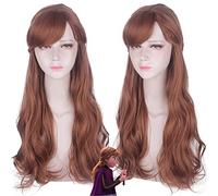 Anna Peluca Cosplay Princesa Trenza Pelucas Cabello Largo Marrón Suelta Onda Pelucas de Cosplay Peluca Sintética Resistente al Calor de Halloween PL-331