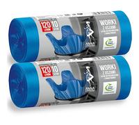 Anna Zaradna Bolsas Residuos Grandes 120l con Asas - Paquete de 20 Bolsas Recicladas Resistentes para Jardín y Cubo Color Menta Sistema de Cierre Cordón Aroma a Lavanda