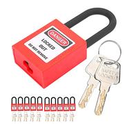 Annadue 10 Juegos de Candados de Bloqueo de 38 Mm, Herramienta de Seguridad de Aislamiento Industrial de Nailon a Prueba de Polvo para Fábricas - Cerradura de Seguridad con Etiqueta de Advertencia,