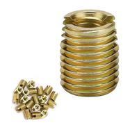 Annadue 20 Piezas de Inserción de Rosca Autorroscante M4 M6 de Acero Al Carbono, Reparación de Rosca de Tornillo Chapada en Zinc Amarillo, Fuerte Tensión a Prueba de Vibraciones para Muebles (#6)