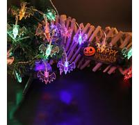 Annadue 40LED Luces de Cadena de Murciélago para Fiesta de Halloween | Funciona con pilas, 2 modos de luz, blanco cálido y colorido, interior y exterior, protegido contra la intemperie