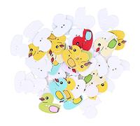 Annadue 50 Botones de Madera para Manualidades, Lindo Patrón de Pato de Dibujos Animados, Botón de Madera para Manualidades de Costura, álbumes de Recortes, Accesorios de Ropa