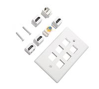 Annadue 6 Puertos HD Multimedia Interface CAT6 TV F Wall Plate | Salida de seis puertos, conector de interfaz multimedia, panel de cable de red, decoración de oficina en el hogar, clips de