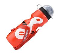 Annadue 650ml Botella de Agua para Bicicleta con Porta Botella (rojo) | Generosa capacidad de 650 ml, tapa a prueba de fugas, polietileno de calidad alimentaria, jaula de fácil montaje, compañero