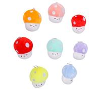 Annadue 8 Pack Mini Champiñón Llavero Peluche con Cara Sonriente | Linda decoración colorida de 12 cm, muñeca rellena de algodón suave, regalo de cumpleaños, sorpresa de Navidad, diseño Kawaii