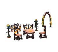 Annadue 8 Piezas Set de Muebles de Jardín de Hadas Resina Mini Decoración | Vintage pintado a mano, acentos de sillas de mesa, escena de terrario, adorno de patio trasero, idea de regalo