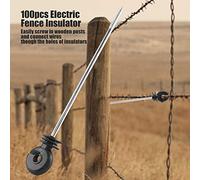 Annadue Aisladores de Anillo de Cerca Eléctrica de 100 Piezas, Aislador de Tornillo de Larga Distancia para Postes de Madera, Aisladores de Cerca de Hierro y Plástico, No Es Fácil de Envejecer o