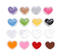 Annadue Almohadilla de Tinta en Forma de Corazón de 12 Colores para Niños, Almohadilla de Tinta Lavable Soluble en Agua para Manualidades, álbumes de Recortes, Juego de Almohadillas de de Esponja No