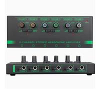 Annadue Amplificador de Auriculares Estéreo Ultracompacto de 6 Canales, Amplificador de Audio Portátil para Micrófono con Salida de 3,5 Mm y 6,35 Mm, para Estudio y Escenario