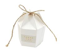 Annadue Caja de Dulces Hexagonal de 50 Uds., Caja de Recuerdos para Fiestas, Recuerdos de Dulces de Boda para Cumpleaños, Baby Shower, Embalaje de Regalo (Papel blanco)